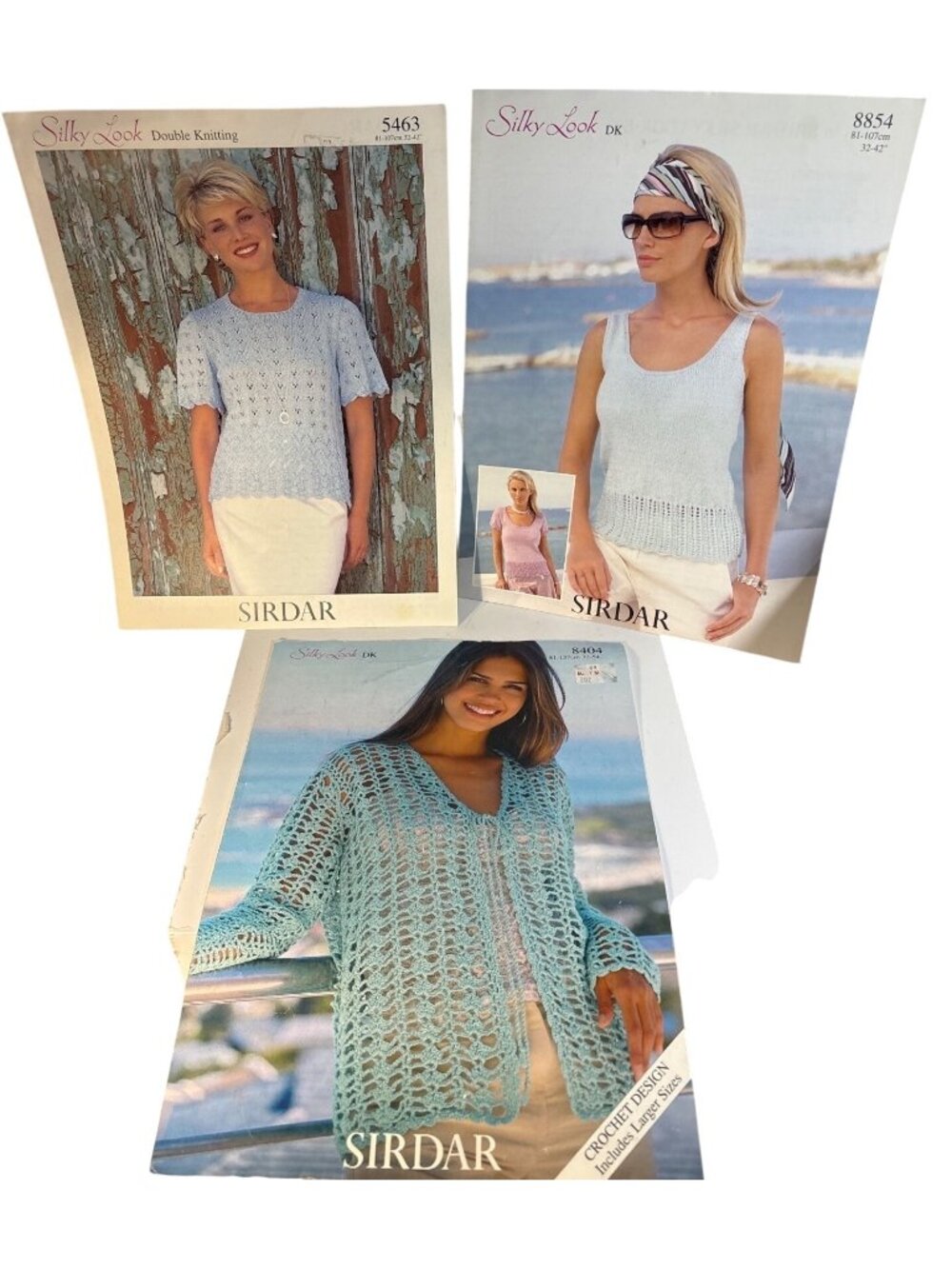 Sirdar Silky Look DK Ladies Knitting & Crochet Patterns Summer Sweaters Lot of 3